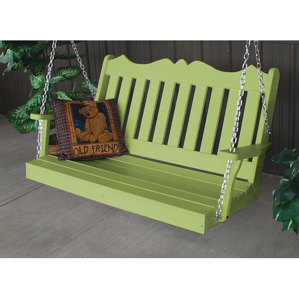 A &amp; L Furniture Recycled Plastic Poly Royal English Porch Swing Porch Swings 4ft / Aruba Blue