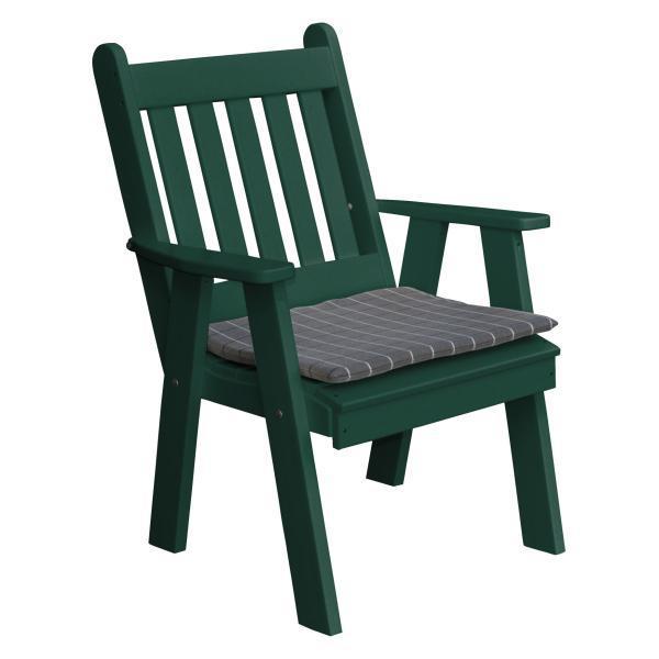 A &amp; L Furniture Recycled Plastic Poly Traditional English Chair Outdoor Chairs Turf Green