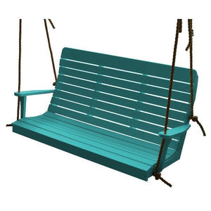 A & L Furniture Recycled Plastic Poly Winston Porch Swing Porch Swings 4ft / Aruba Blue