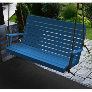 A & L Furniture Recycled Plastic Poly Winston Porch Swing Porch Swings 4ft / Aruba Blue