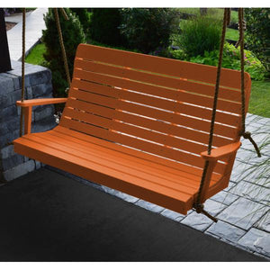 A & L Furniture Recycled Plastic Poly Winston Porch Swing Porch Swings 4ft / Aruba Blue