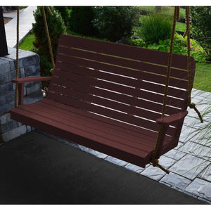 A & L Furniture Recycled Plastic Poly Winston Porch Swing Porch Swings 4ft / Aruba Blue