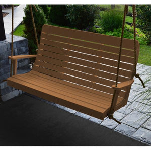 A & L Furniture Recycled Plastic Poly Winston Porch Swing Porch Swings 4ft / Aruba Blue