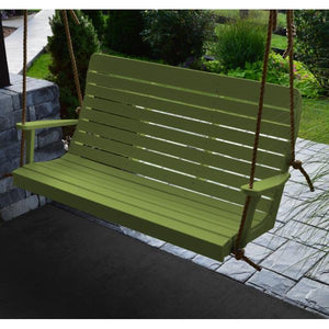 A & L Furniture Recycled Plastic Poly Winston Porch Swing Porch Swings 4ft / Aruba Blue