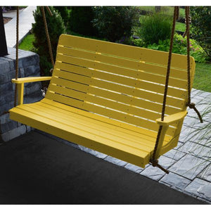 A & L Furniture Recycled Plastic Poly Winston Porch Swing Porch Swings 4ft / Aruba Blue