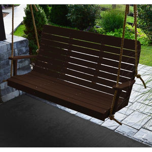 A & L Furniture Recycled Plastic Poly Winston Porch Swing Porch Swings 4ft / Aruba Blue