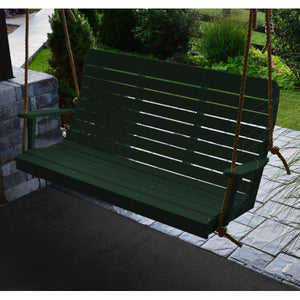 A & L Furniture Recycled Plastic Poly Winston Porch Swing Porch Swings 4ft / Aruba Blue