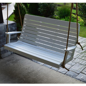 A & L Furniture Recycled Plastic Poly Winston Porch Swing Porch Swings 4ft / Aruba Blue