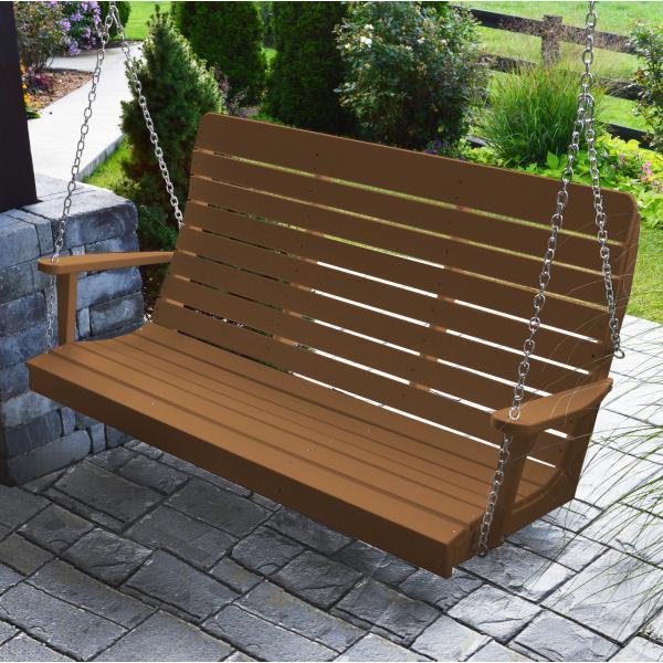 A &amp; L Furniture Recycled Plastic Poly Winston Porch Swing Porch Swings 4ft / Cedar