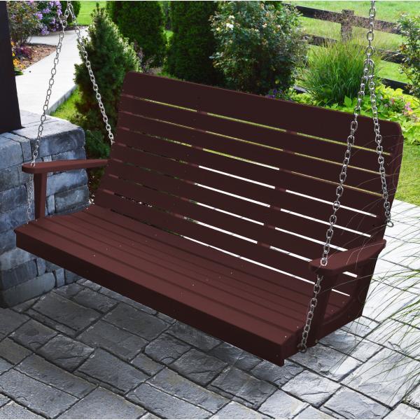 A &amp; L Furniture Recycled Plastic Poly Winston Porch Swing Porch Swings 4ft / Cherrywood