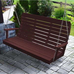 A & L Furniture Recycled Plastic Poly Winston Porch Swing Porch Swings 4ft / Cherrywood
