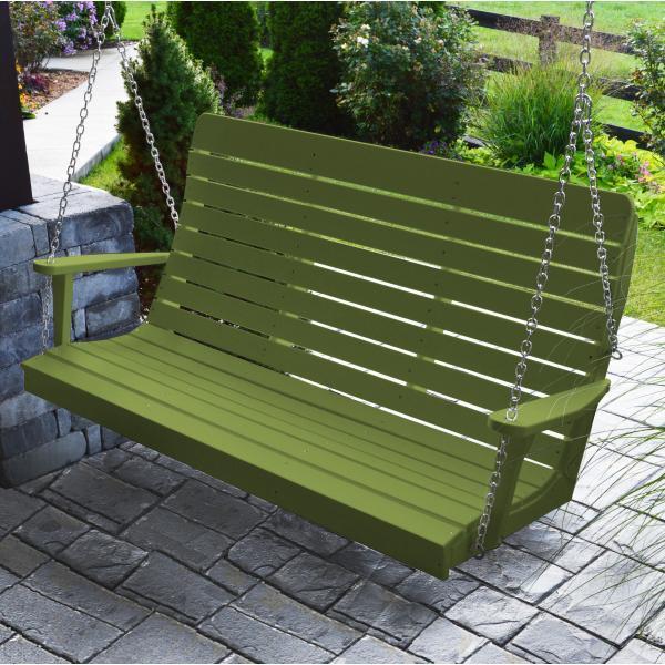 A &amp; L Furniture Recycled Plastic Poly Winston Porch Swing Porch Swings 4ft / Tropical Lime