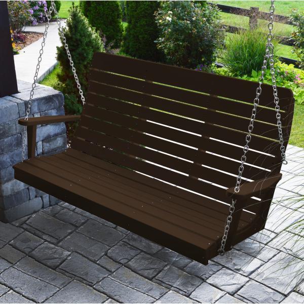 A &amp; L Furniture Recycled Plastic Poly Winston Porch Swing Porch Swings 4ft / Tudor Brown