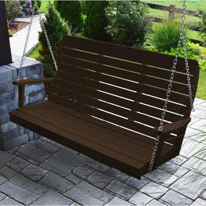A & L Furniture Recycled Plastic Poly Winston Porch Swing Porch Swings 4ft / Tudor Brown