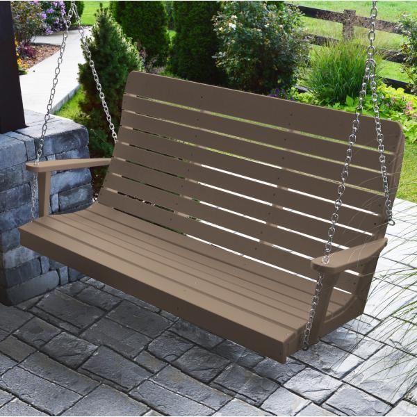 A &amp; L Furniture Recycled Plastic Poly Winston Porch Swing Porch Swings 4ft / Weathered Wood
