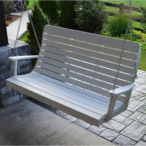 A & L Furniture Recycled Plastic Poly Winston Porch Swing Porch Swings 4ft / White