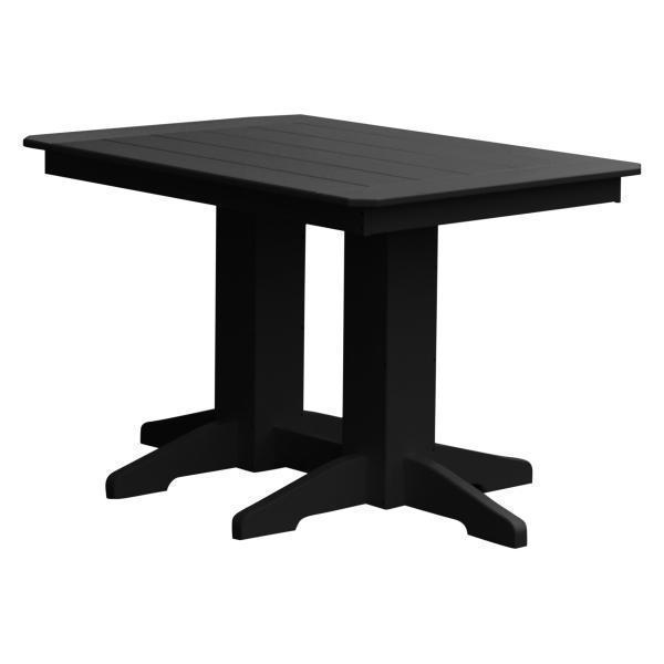 A &amp; L Furniture Recycled Plastic Rectangular Dining Table Dining Table 4ft / Black / No