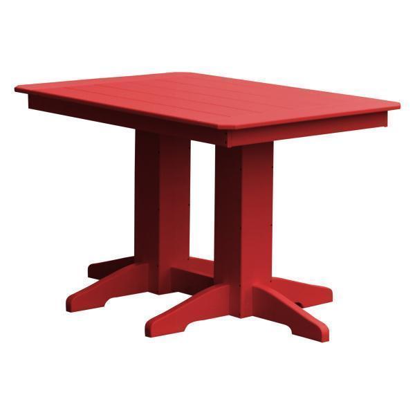 A &amp; L Furniture Recycled Plastic Rectangular Dining Table Dining Table 4ft / Bright Red / No
