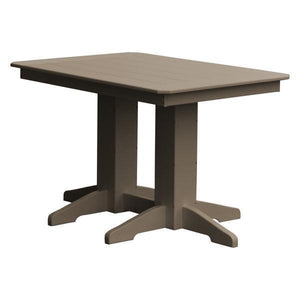 A & L Furniture Recycled Plastic Rectangular Dining Table Dining Table 4ft / Weathered Wood / No