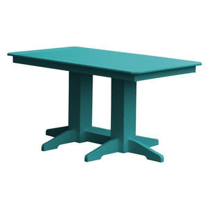 A & L Furniture Recycled Plastic Rectangular Dining Table Dining Table 5ft / Aruba Blue / No