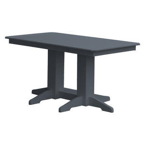 A & L Furniture Recycled Plastic Rectangular Dining Table Dining Table 5ft / Dark Gray / No