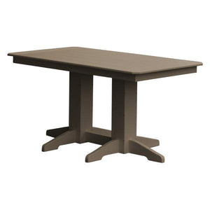 A & L Furniture Recycled Plastic Rectangular Dining Table Dining Table 5ft / Weathered Wood / No