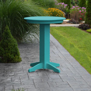 A & L Furniture Recycled Plastic Round Bar Table Bar Table 33" / Aruba Blue / No