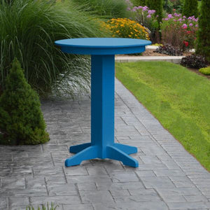 A & L Furniture Recycled Plastic Round Bar Table Bar Table 33" / Aruba Blue / No