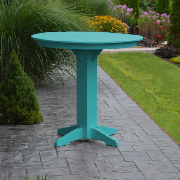 A &amp; L Furniture Recycled Plastic Round Bar Table Bar Table 33&quot; / Aruba Blue / No