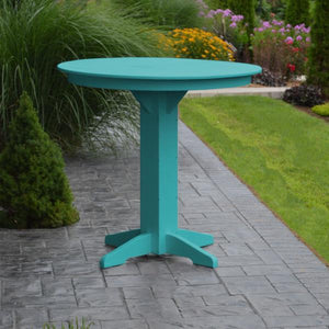 A & L Furniture Recycled Plastic Round Bar Table Bar Table 33" / Aruba Blue / No