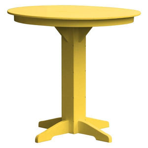 A & L Furniture Recycled Plastic Round Bar Table Bar Table 44" / Lemon Yellow / No
