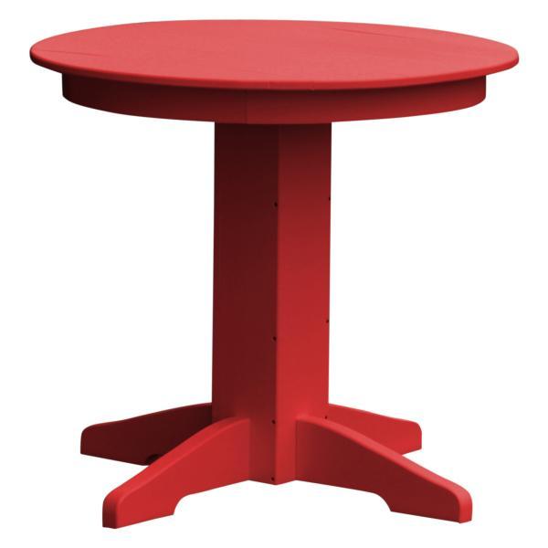 A &amp; L Furniture Recycled Plastic Round Dining Table Table 33&quot; / Bright Red
