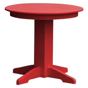 A & L Furniture Recycled Plastic Round Dining Table Table 33" / Bright Red