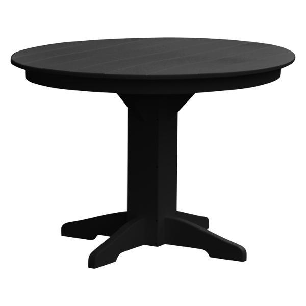 A &amp; L Furniture Recycled Plastic Round Dining Table Table 44&quot; / Black