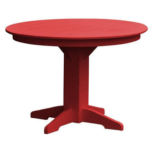 A & L Furniture Recycled Plastic Round Dining Table Table 44" / Bright Red