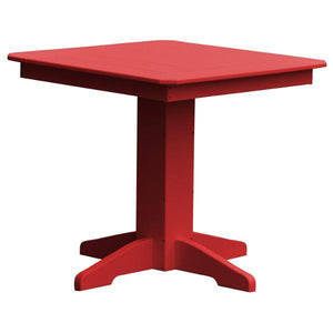 A & L Furniture Recycled Plastic Square Dining Table Table 33" / Bright Red