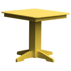 A & L Furniture Recycled Plastic Square Dining Table Table 33" / Lemon Yellow