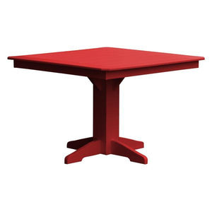 A & L Furniture Recycled Plastic Square Dining Table Table 44" / Bright Red