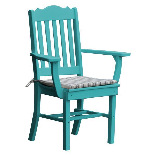 A &amp; L Furniture Royal Dining Chair w/ Arms Outdoor Chairs Aruba Blue
