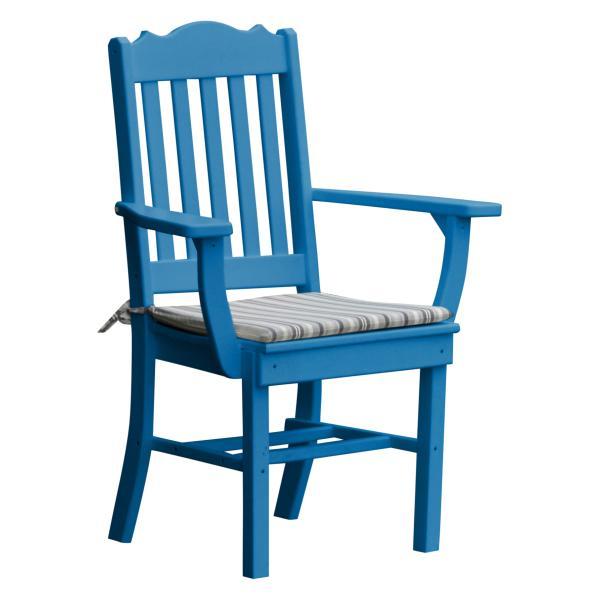 A &amp; L Furniture Royal Dining Chair w/ Arms Outdoor Chairs Blue