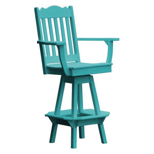 A & L Furniture Royal Swivel Bar Chair w/ Arms Outdoor Chairs Aruba Blue