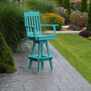 A & L Furniture Royal Swivel Bar Chair w/ Arms Outdoor Chairs Aruba Blue