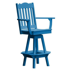 A & L Furniture Royal Swivel Bar Chair w/ Arms Outdoor Chairs Aruba Blue