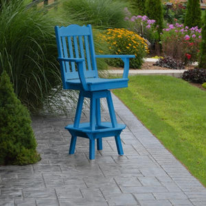 A & L Furniture Royal Swivel Bar Chair w/ Arms Outdoor Chairs Aruba Blue