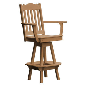 A & L Furniture Royal Swivel Bar Chair w/ Arms Outdoor Chairs Aruba Blue