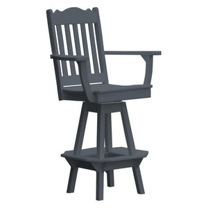 A & L Furniture Royal Swivel Bar Chair w/ Arms Outdoor Chairs Aruba Blue