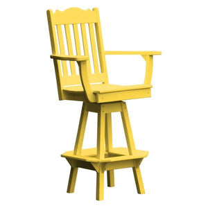 A & L Furniture Royal Swivel Bar Chair w/ Arms Outdoor Chairs Aruba Blue