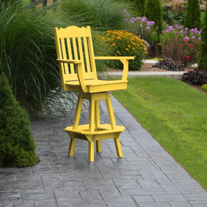 A & L Furniture Royal Swivel Bar Chair w/ Arms Outdoor Chairs Aruba Blue