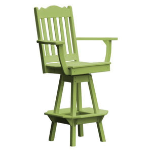 A & L Furniture Royal Swivel Bar Chair w/ Arms Outdoor Chairs Aruba Blue