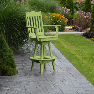 A & L Furniture Royal Swivel Bar Chair w/ Arms Outdoor Chairs Aruba Blue